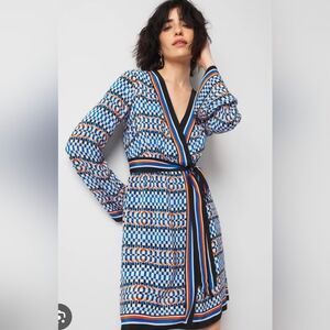 White House Black Maket Blue Wrap Dress